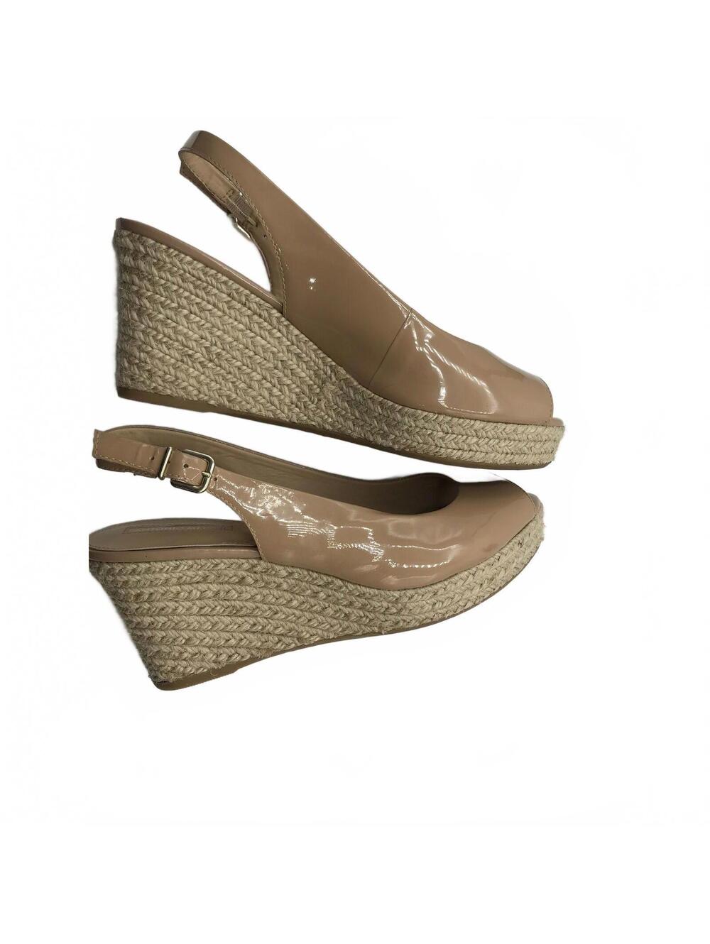 Antonio Melani Nude Patent Leather Wedge Sandals Womens Size 9 - Picture 6 of 9